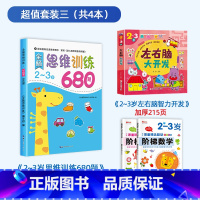 [2-3岁]思维训练+阶梯数学+左右脑开发 [正版]全脑思维逻辑训练680题幼儿园学前班小班中班大班专注力迷宫智力开发连