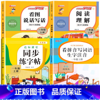 [上册]看拼音写词语+看图写话+阅读理解+同步练字帖 小学一年级 [正版]老师一年级上下册看拼音写词语生字注音人教版 小