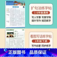 [一年级下册]扩句法练字帖+看图写话 [正版]扩句法写作文练字帖小学生字帖一二年级下册三年级扩句法专项训练看图写话好词好