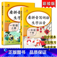 1上下-看拼音写词语 共2本 小学通用 [正版]乐学熊小学生看拼音写词语生字注音一二三四五六年级上下册语文专项训练彩绘版