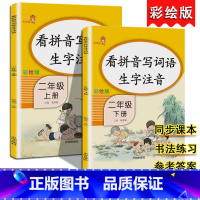 2上下-看拼音写词语 共2本 小学通用 [正版]乐学熊小学生看拼音写词语生字注音一二三四五六年级上下册语文专项训练彩绘版