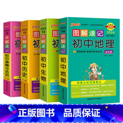 [小四门]政史地生4本 初中通用 [正版]2024新图解速记初中地理知识点汇总速查速记背记手册基础知识大全七八年级初一二