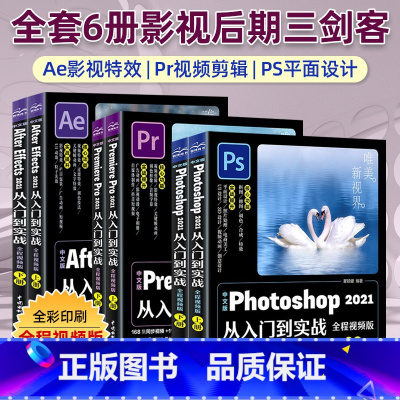 [正版]中文版pr+ae+Ps从入门到实战 共6册 影视后期零基础软件完全自学 pr教程+ae教程+ps教程 淘宝美工