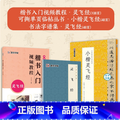 [3册]楷书教程+可撕碑帖+字谱集 [正版]小楷灵飞经3册套装毛笔字帖初学者学生成人练字帖楷书入门基础教程附影片教学毛笔