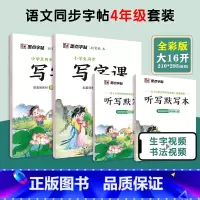 [语文临摹套装]4年级上册+下册(送听写默写本) 小学四年级 [正版]四年级下册语文字帖练字小学生硬笔书法字帖一课一练字
