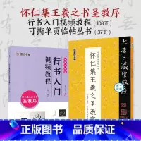 [2册]行书教程+可撕碑帖 [正版]王羲之怀仁集圣教序行书3册套装毛笔字帖初学者学生成人练字帖行书入门基础教程附影片教学