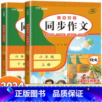 2册:同步作文(上册+下册) 六年级上 [正版]六年级下册同步作文人教2024新版 小学生6年级语文满分作文大全范文模版