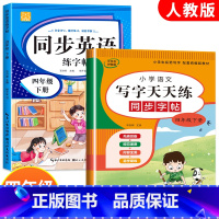 2册:语文+英语同步练字帖 四年级下 [正版]小学生同步练字帖语文+英语 四年级下册人教版PEP 硬笔书法钢笔字贴每日一