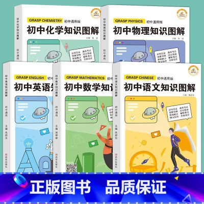 5册:数学 + 语文 + 英语 + 物理 + 化学 初中通用 [正版]初中数学题型方法全归纳 知识点图解一本大全 数学公