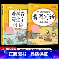 [2本]看图写话+看拼音写词语 二年级上 [正版]看图写话一年级二年级上册下册人教版老师每日一练专项强化训练范文大全小学