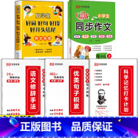 [四年级全5册]句子训练三册+好词好句+4年级上册同步作文 小学通用 [正版]小学语文优美句子积累大全修辞手法打卡计划手