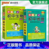 [2本套]地理+生物 初中通用 [正版]2024新版图解速记初中地理生物合订本知识点速查速记会考中考总复习资料教辅用书基