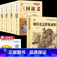[5本]四大名著4本+钢铁是怎样炼成的 [正版]中国四大名著全套小学生版原著五年级下册课外书必读西游记三国演义水浒传红楼