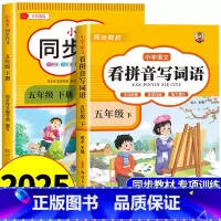 [五年级下册]看拼音写词语+同步作文 小学五年级 [正版]看拼音写词语五年级下册 语文小学注音生字拼音拼读字词5年级上汉