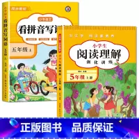 [五年级上册]看拼音写词语+阅读理解 小学五年级 [正版]看拼音写词语五年级下册 语文小学注音生字拼音拼读字词5年级上汉