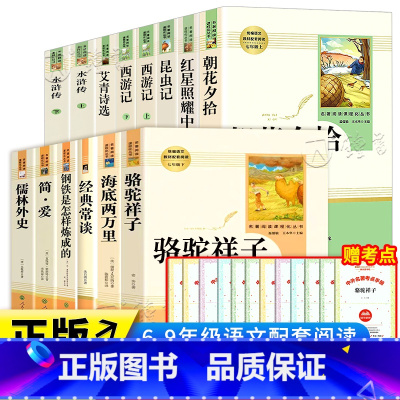 [全套14册]初中名著书目(含经典常谈) [正版]朝花夕拾西游记红岩红星照耀中国简爱唐诗骆驼祥子钢铁是怎样炼成的经典常谈