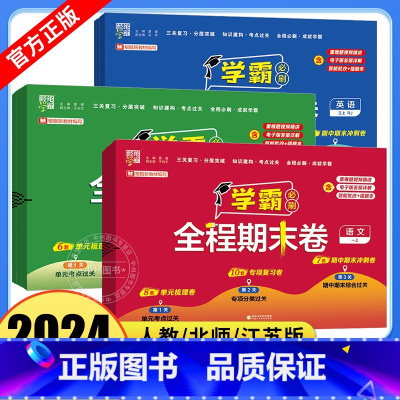 3本/语文+数学+英语-人教版 三年级下 [正版]2024春经纶学霸全程期末卷一二年级三四五六年级下册语文数学英语人教北