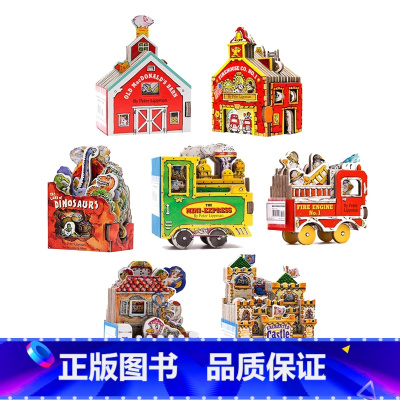 迷你屋系列7册套装 [正版]迷你屋系列 英文原版绘本 Mini House Wheels 奇幻城/神奇校车/消防站/鹅