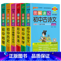 初中古诗文数学英语道德历史地理6本 初中通用 [正版]2024适用6本pass绿卡图解速记初中古诗文数学英语道德与法治历