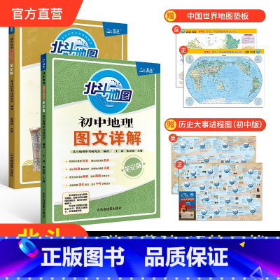 [2册]初中地理+历史图文详解 初中通用 [正版]初中地理图文详解笔记版 初中地理知识大全中考初一二三年级地理图册地图