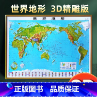 [1张]世界地形图(含赠品) [正版]2024年新版世界地图3d立体凹凸地形图 约1.1x0.8米大尺寸地图挂图 精雕立