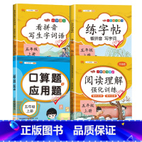 [四本套]5年级上册语数专项训练全套 小学五年级 [正版]小学语文专线训练五年级上册下册语数同步训练人教版课外阅读理解训