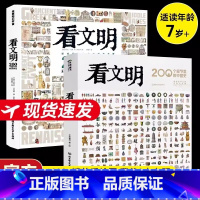[2册]看文明:中国史+世界史 [正版]2023新版 中国历史地图 中国手绘地理地图 绘本 精装 人文版 洋洋兔 8开