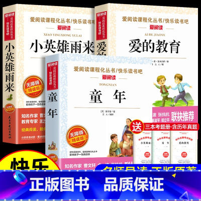 [3册送考点]童年+雨来+爱的教育 [正版]爱的教育原版原著三年级必读四五六年级上册完整小学生课外阅读书籍青少版意大利亚