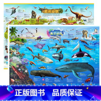 [共2张]史前动物+海洋动物 [正版]2024新版2张 史前动物地图+海洋动物地图墙贴儿童房超大挂图大尺寸高清远古恐龙书