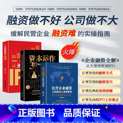 [正版]3册 从天使投资到IPO+资本运作30种模式与实战解析+民营企业融资全程操盘及案例解析 金融市场基础知识营销管