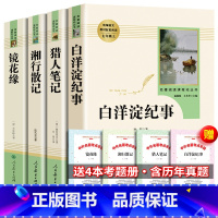 [全4本]七年级上册选读全4册+考点 [正版]全4册七年级课外书全套猎人笔记原著人教屠格涅夫镜花缘书籍湘行散记白洋淀纪事