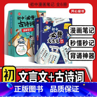 古诗词+文言文[全6册] [正版] 初中必背古诗词和文言文漫画笔记全解一本通2024人教版语文七八九年级中考背诵神器童书