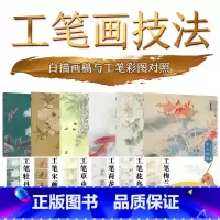 四季山水条屏 [正版]正品版国画入门教程工笔技法解析与原大画稿工笔宋画人物花鸟山水梅兰竹菊白描底稿初学者上色技法入门全解