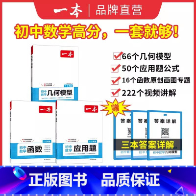 [全套3本]应用题+几何模型+函数 [正版]2025新版初中数学几何模型数学函数应用题中考数学必刷题数学专项训练七八九年