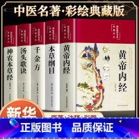 [典藏版绸面]中医五大名著 彩绘精装完整 [正版]本草纲目原版全套李时珍著黄帝内经精装版神农本草经千金方汤头歌诀彩图白话