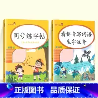 [2本]看拼音+同步练字帖 二年级上 [正版]看拼音写词语一年级二年级三年级四年级五六年级上册下册人教版 小学生语文拼音