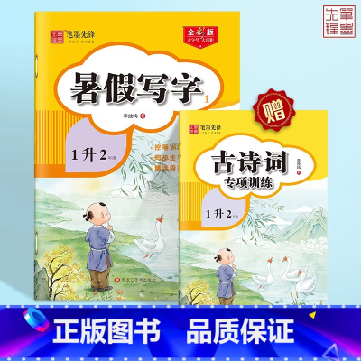 [1升2年级]暑假语文字帖·楷书 [正版]暑假练字帖正楷一二三四五年级下册人教版小学生语文生字暑假字帖笔画笔顺临摹描红练