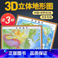 [正版]2023年新版地图世界和中国地图3d立体凹凸地形图 约58*43cm三维浮雕地图挂图 初高中学生用地理教学家用