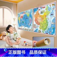 [正版]2023新版中国和世界地图共2张 幼儿童早教启蒙地理地图高清挂画 儿童房家用墙贴墙面装饰手绘挂图 小学生少儿地