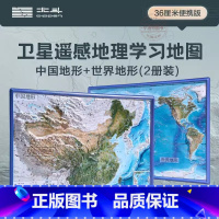 [正版]新版共2张中国和世界地形图 3d立体凹凸地图挂图 36*25.5cm卫星遥感影像图浮雕地理地形 初高中学生教学