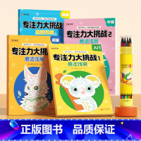 [全套4册]专注力大挑战+12色彩铅笔 [正版]时光学专注力大挑战魔法线条数字连线画本儿童迷宫魔线左右脑开发思维训练小学