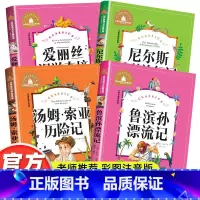 注音版 二三年级课外必读[全4册] [正版]二年级三年级课外书必读鲁宾逊漂流记汤姆索亚历险记尼尔斯骑鹅旅行记爱丽丝漫游奇