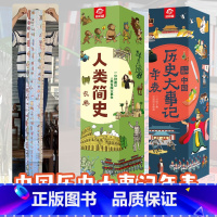 [2卷套装]历史大事记+人类简史 [正版]抖音同款中国历史时间轴大事件记年表大事墙贴年表历史2米超长高21cm历史画卷朝