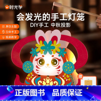 [会发光DIY手工灯笼]LED灯笼+手提木杆+尼龙绳+点胶+模切卡12张+彩盒 [正版]时光学 中秋手工灯笼DIY手工