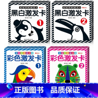 [正版]全4册 黑白卡片婴儿早教卡 视觉激发宝宝书本1-3岁益智图片早教启蒙 0-6个月新生儿彩色卡认识认知卡 认知书
