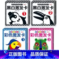 [正版]全4册 黑白卡片婴儿早教卡 视觉激发宝宝书本1-3岁益智图片早教启蒙 0-6个月新生儿彩色卡认识认知卡 认知书