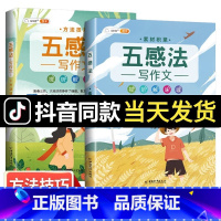 五感法写作技巧+素材积累 共2本 小学通用 [正版]五感法写作技巧与方法写作文扩句法扩词法素材积累小学三年级四五到六年级