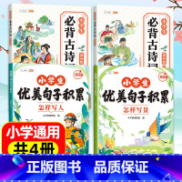 [4册]必背古诗词2册+优美句子积累(人+景) 小学通用 [正版]小学生必背古诗词课内版132首课外版100篇小学人教版