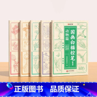 [全套5册]国画白描控笔 [正版]国画白描控笔绘画本全套5册植物动物人物花卉山水线稿描摹临摹训练一二三四五六年级小学生水
