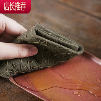 薯莨染刺子绣土布吸水茶巾布加厚禅意养壶抹布垫茶台茶几毛巾JING PING茶具